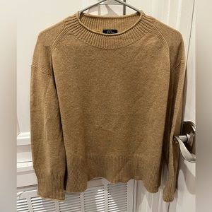 J. Crew “Everyday” tan cashmere ribbed neck sweater